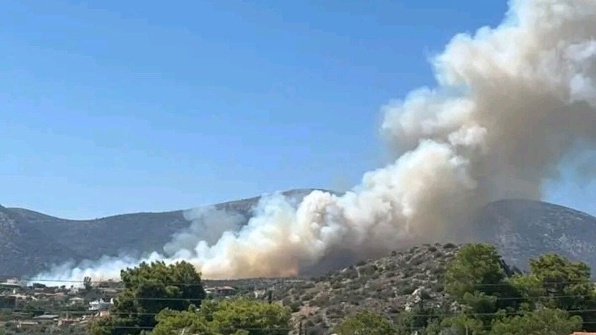 Φωτιά στη λεωφόρο Βάρης - Κορωπίου