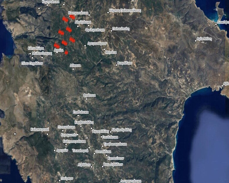 Φωτιά στα Κύθηρα: Αποκαλυπτικός χάρτης του Εθνικού Αστεροσκοπείου με την εξάπλωση της πυρκαγιάς