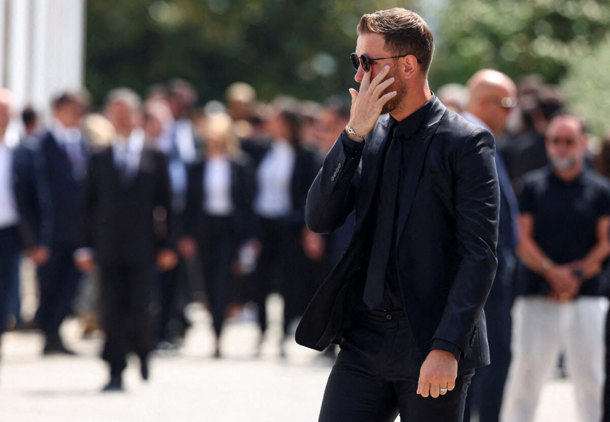 Former Liverpool Captain Jordan Henderson reacts at the funeral ceremony of Liverpool's Portuguese soccer player Diogo Jota and his brother Andre Silva, who died in a car crash near Zamora, Spain, at the Chapel of the Resurrection, in Gondomar, Portugal, July 5, 2025. REUTERS