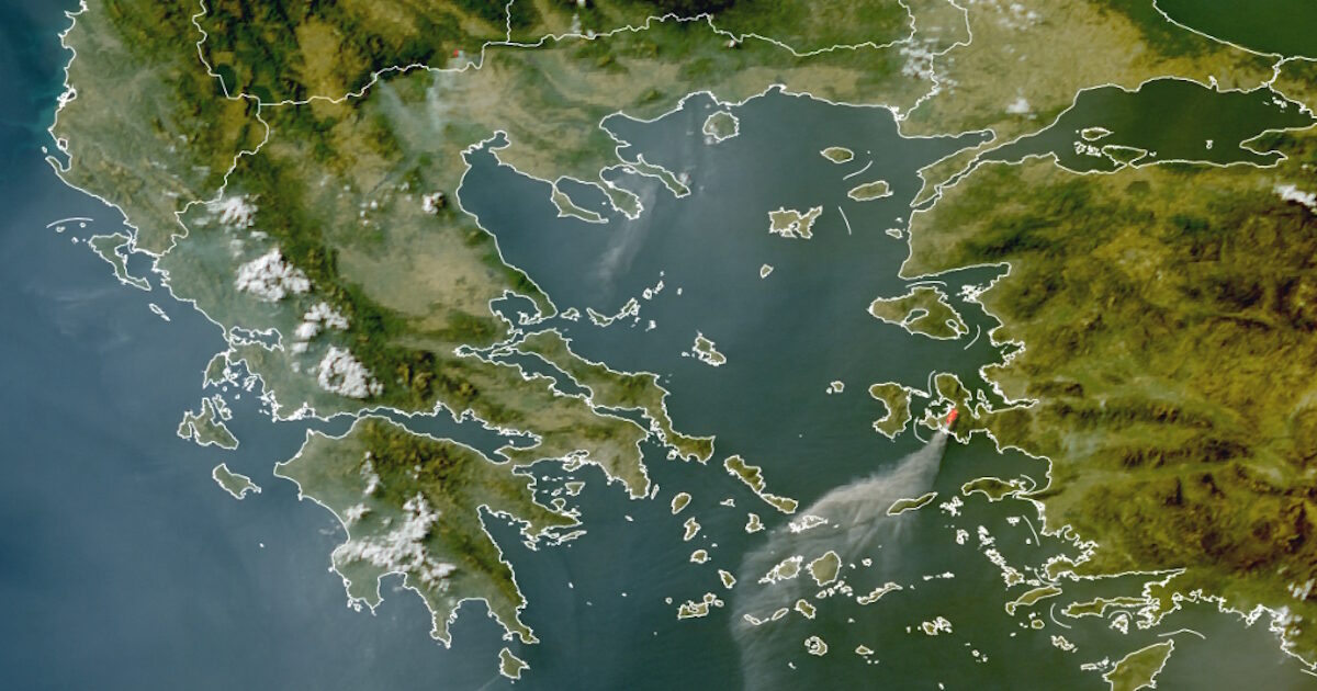 Tobacco covers Greece – satellite image from the fires on Wednesday 2 July