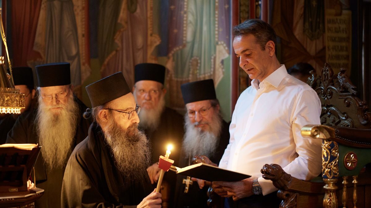 Ο Κυριάκος Μητσοτάκης στο Άγιο Όρος