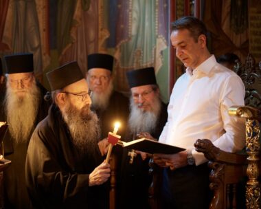 Ο Κυριάκος Μητσοτάκης στο Άγιο Όρος