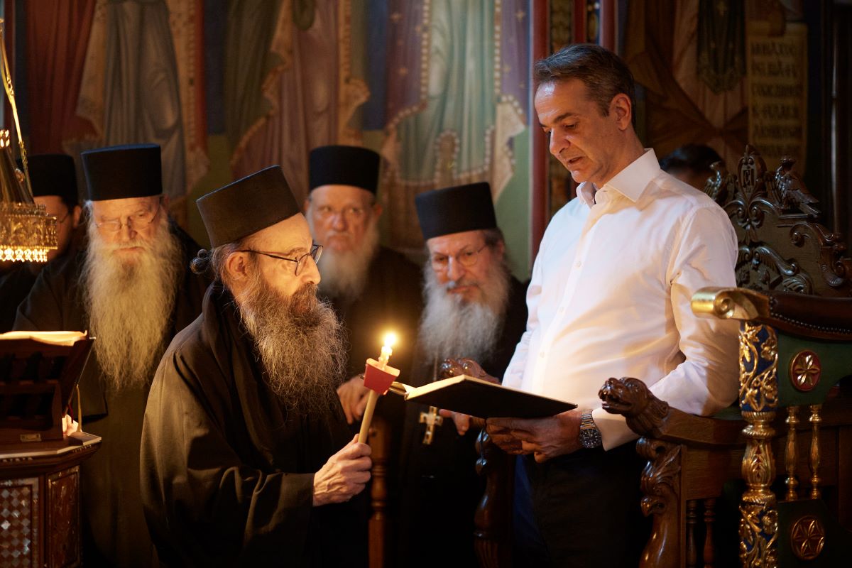 Ο Κυριάκος Μητσοτάκης στο Άγιο Όρος