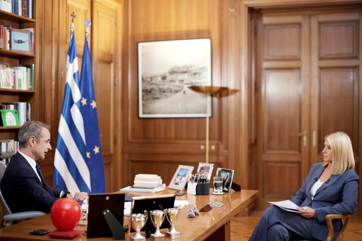 Ο Κυριάκος Μητσοτάκης στη συνέντευξή του στον ΣΚΑΪ και στη Σία Κοσιώνη