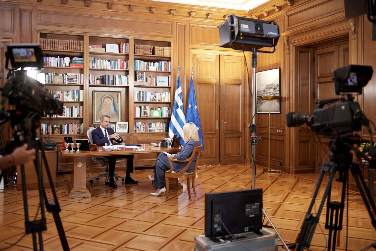Ο Κυριάκος Μητσοτάκης στη συνέντευξη στον ΣΚΑΪ