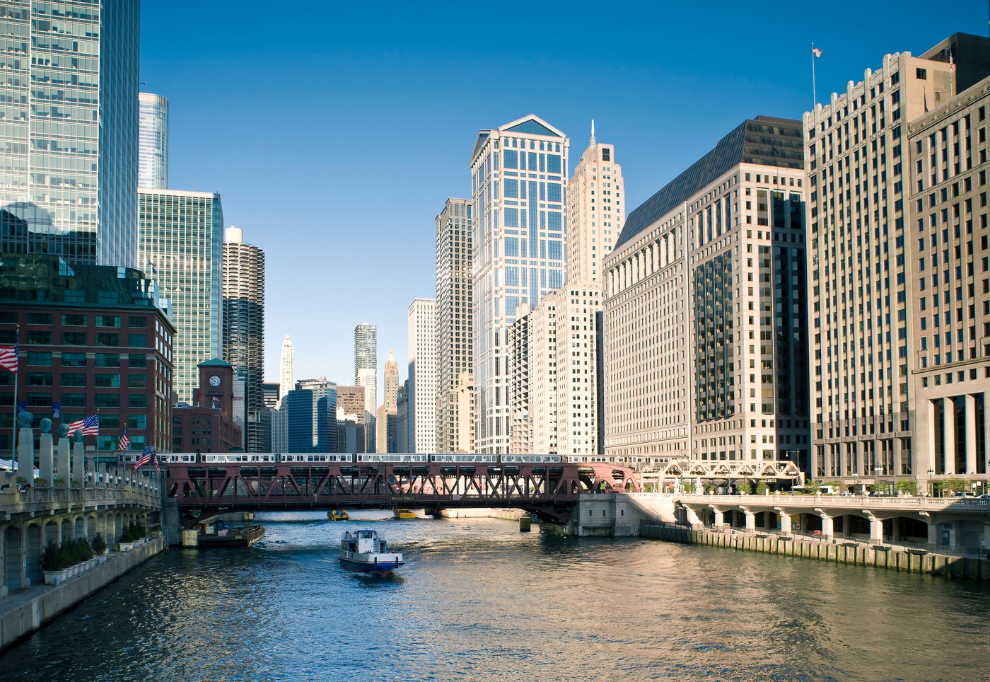 Wells Street Bridge, The Loop, Downtown Chicago, Illinois