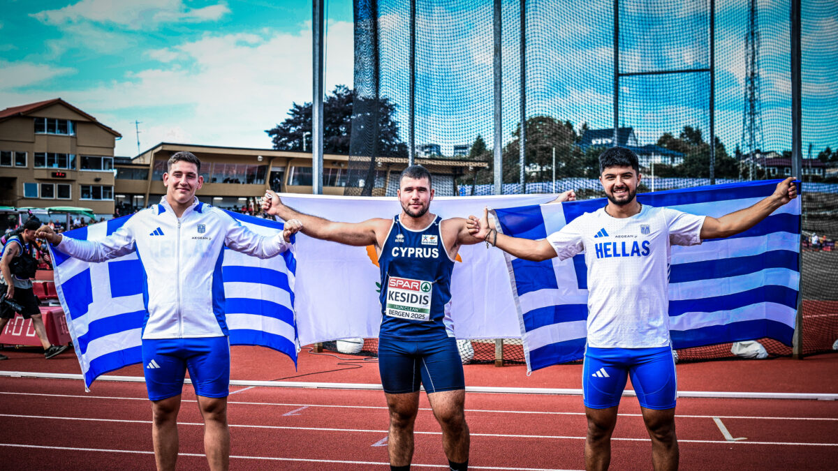 Οι τρεις αθλητές του βάθρου στη σφυροβολία (ΑΝΤΩΝΗΣ ΝΙΚΟΛΟΠΟΥΛΟΣ