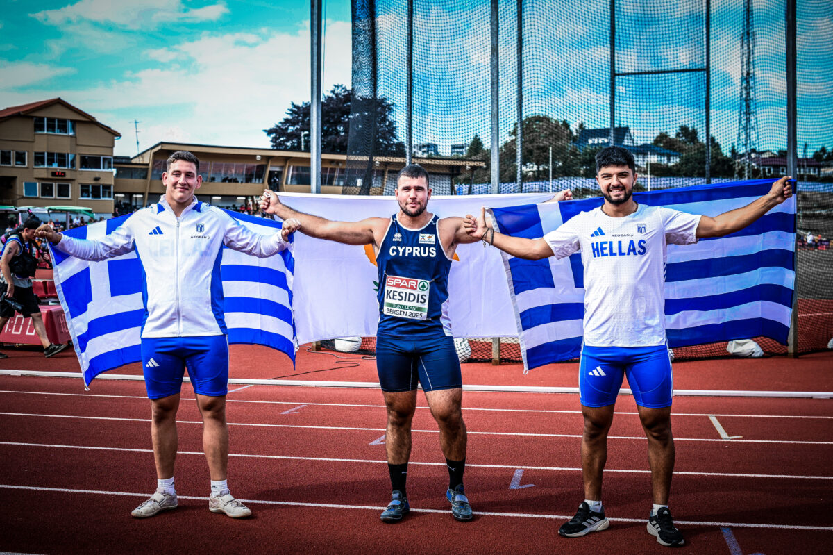 Οι τρεις αθλητές του βάθρου στη σφυροβολία (ΑΝΤΩΝΗΣ ΝΙΚΟΛΟΠΟΥΛΟΣ