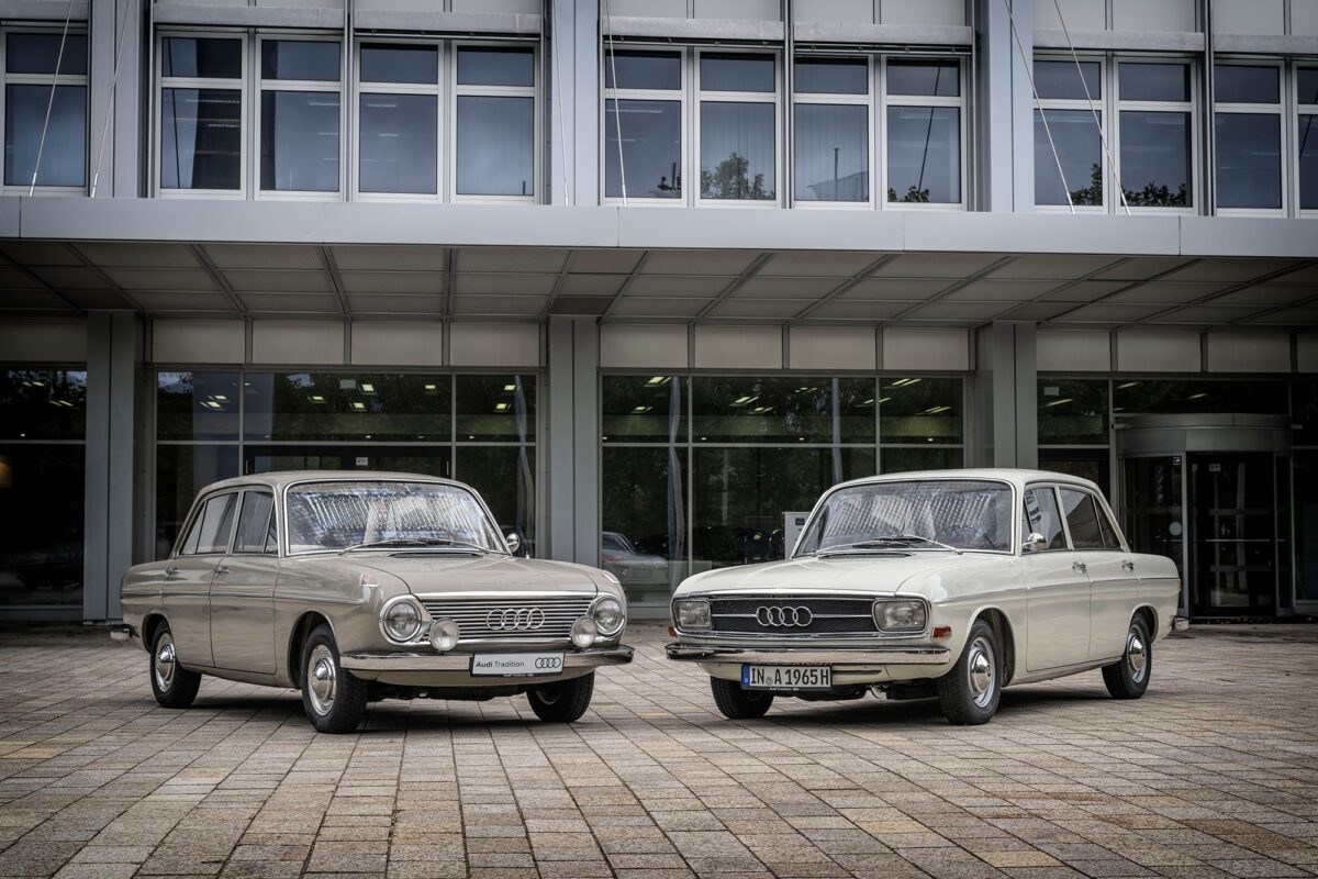 The first post-war Audi (right) and its predecessor, the DKW F 102.