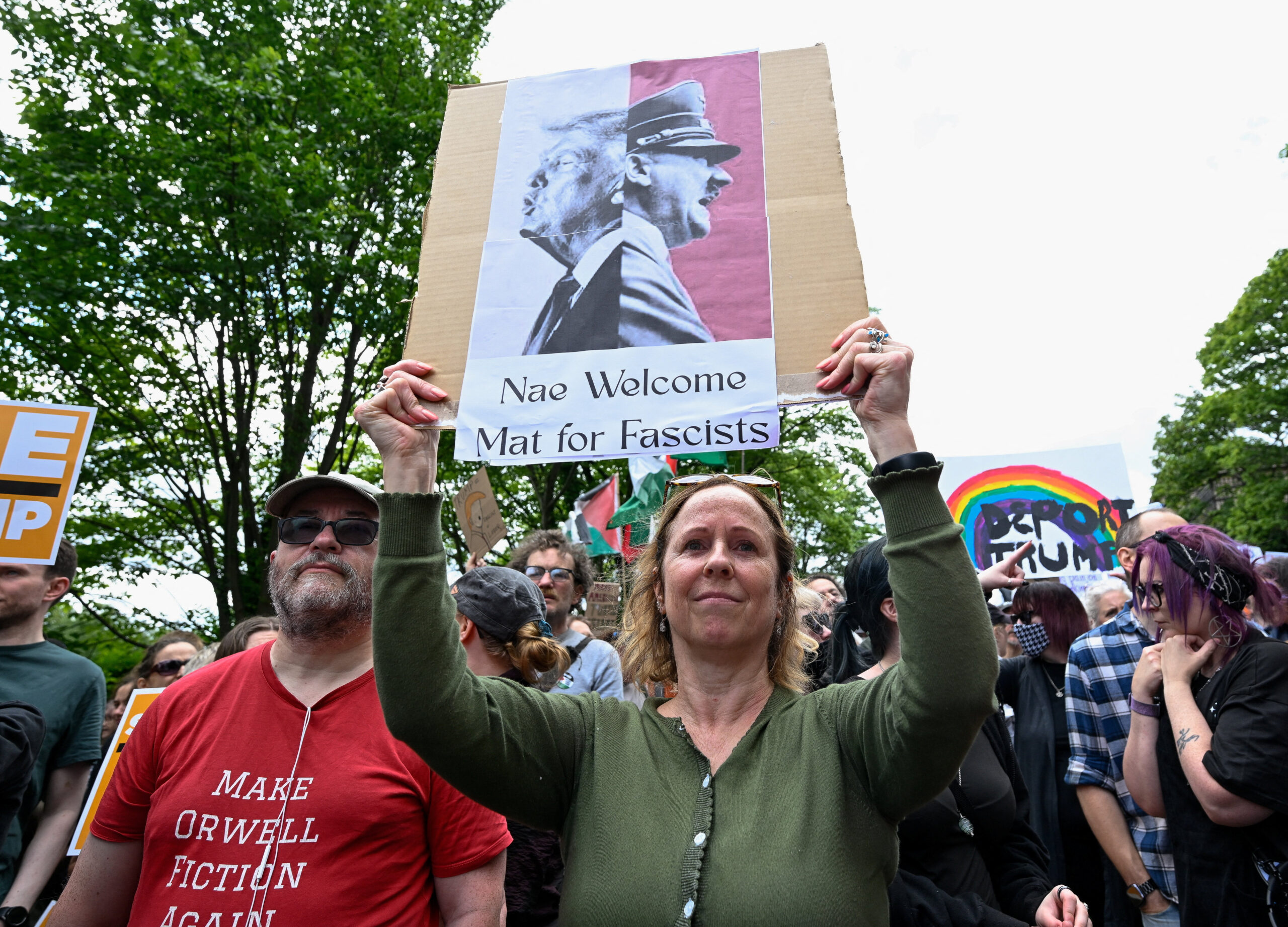 Protesters against Trump in Edinburgh, Scotland