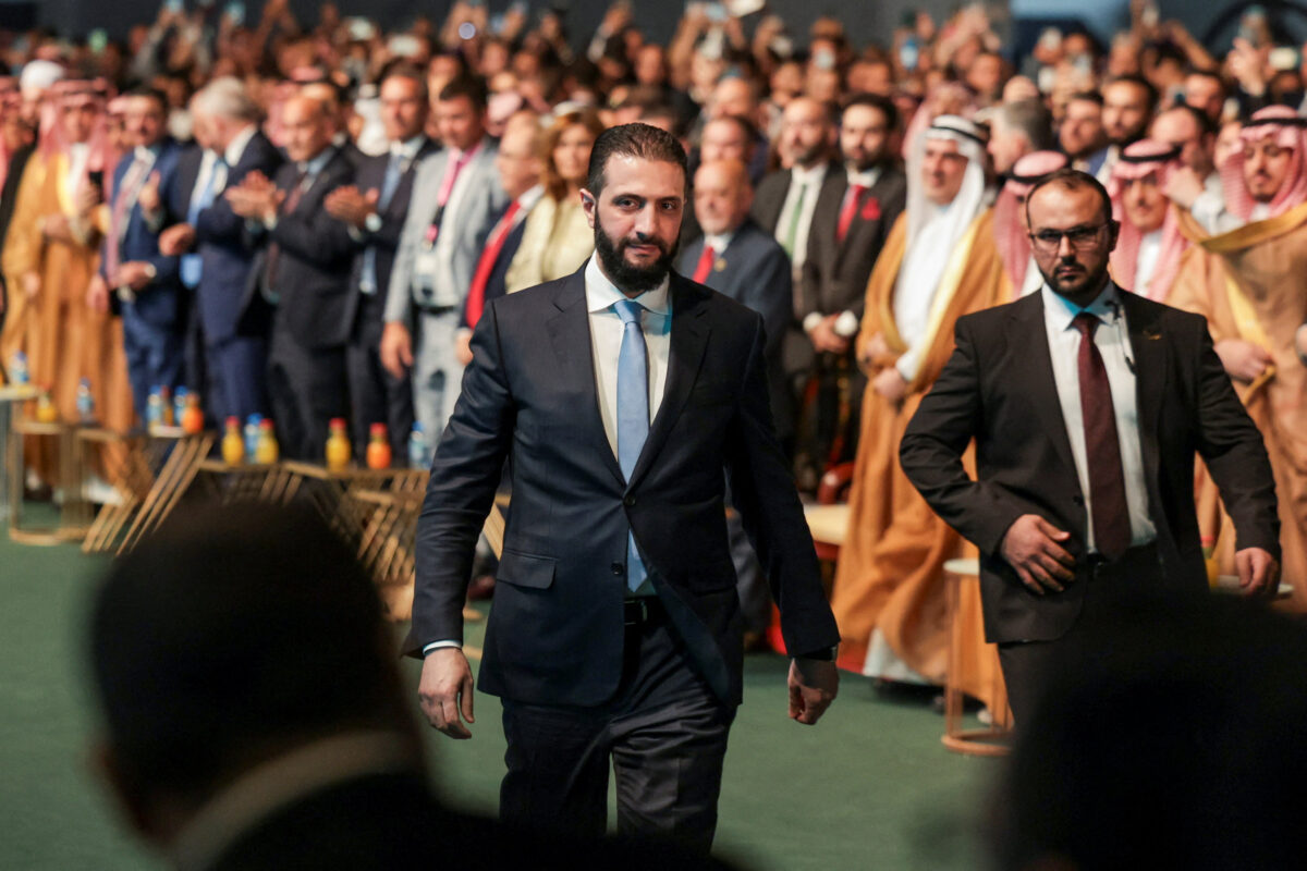 Syrian President, Ahmed Al-Sharaa, at the inauguration of a business exhibition, near Damascus