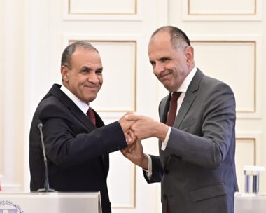 Συνάντηση του υπουργού Εξωτερικών, Γιώργου Γεραπετρίτη, με τον Υπουργό Εξωτερικών της Αιγύπτου Badr Abdelatty, στην Αθήνα, Τετάρτη 6 Αυγούστου 2025. 
(ΜΙΧΑΛΗΣ ΚΑΡΑΓΙΑΝΝΗΣ