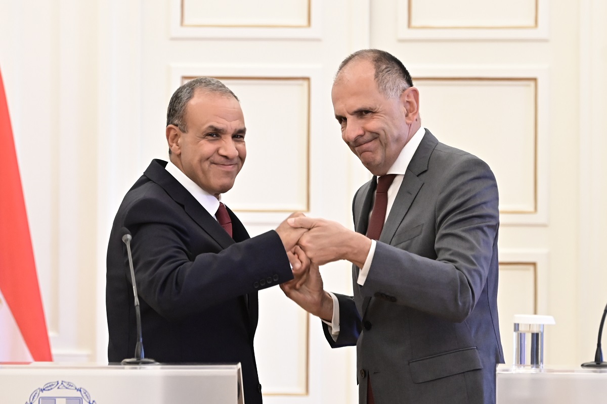 Συνάντηση του υπουργού Εξωτερικών, Γιώργου Γεραπετρίτη, με τον Υπουργό Εξωτερικών της Αιγύπτου Badr Abdelatty, στην Αθήνα, Τετάρτη 6 Αυγούστου 2025. 
(ΜΙΧΑΛΗΣ ΚΑΡΑΓΙΑΝΝΗΣ