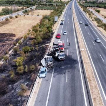 Στιγμιότυπο από το τροχαίο στην Εγνατία