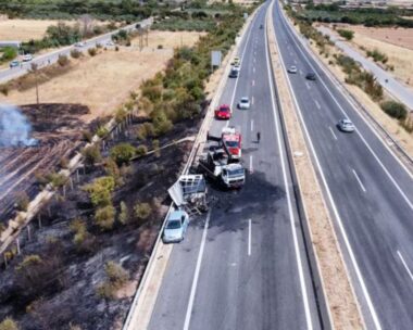 Στιγμιότυπο από το τροχαίο στην Εγνατία