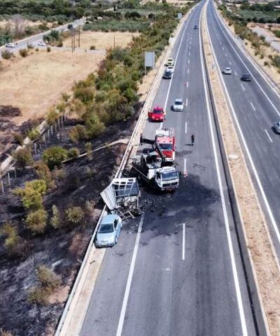 Στιγμιότυπο από το τροχαίο στην Εγνατία