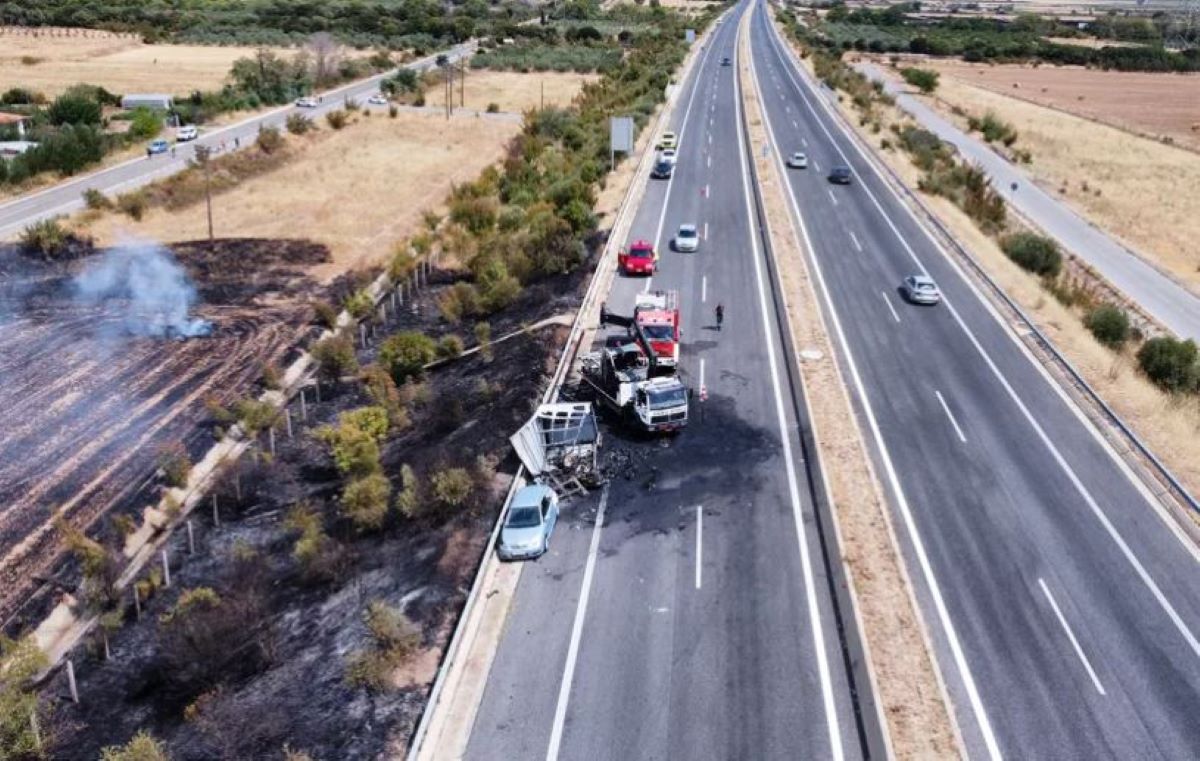 Στιγμιότυπο από το τροχαίο στην Εγνατία