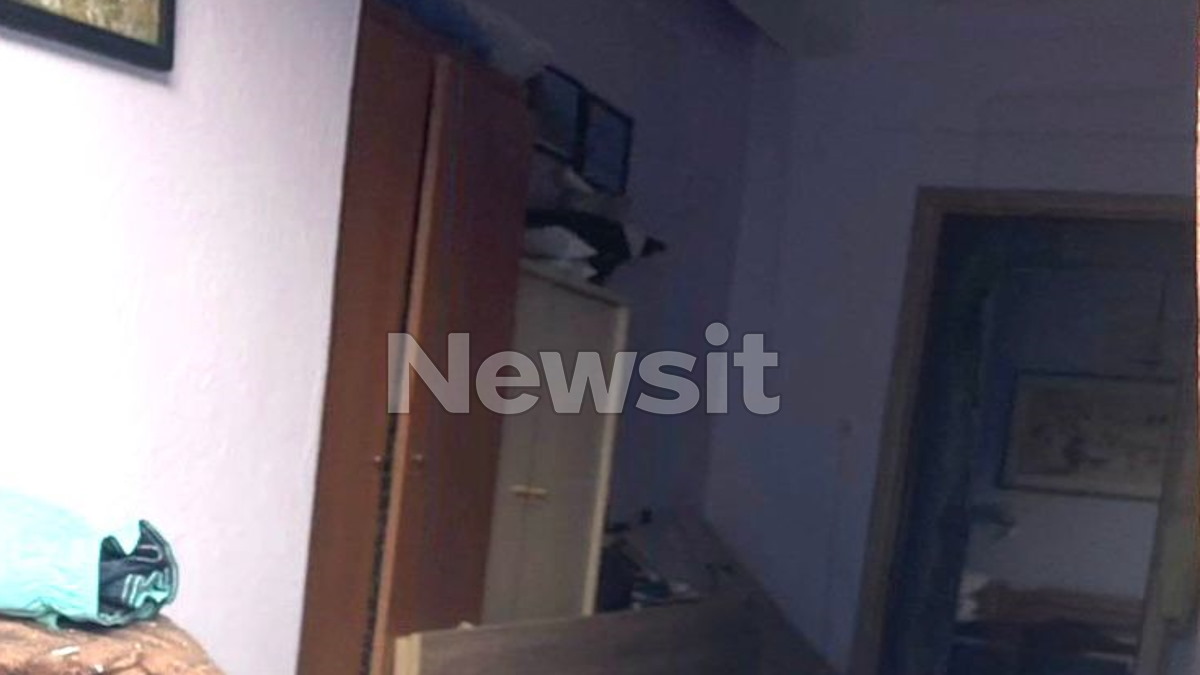 Το εσωτερικό του δωματίου στην Ασπροβάλτα μετά την έκρηξη