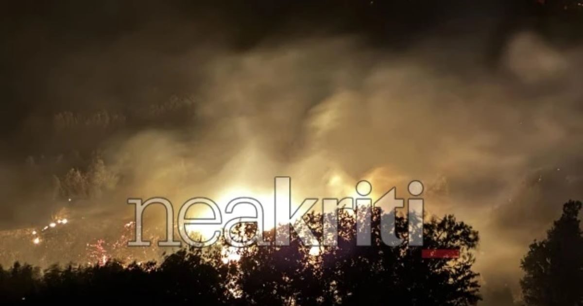 Fire in Heraklion in the area of Agios Thomas – Overnight Battle with flames