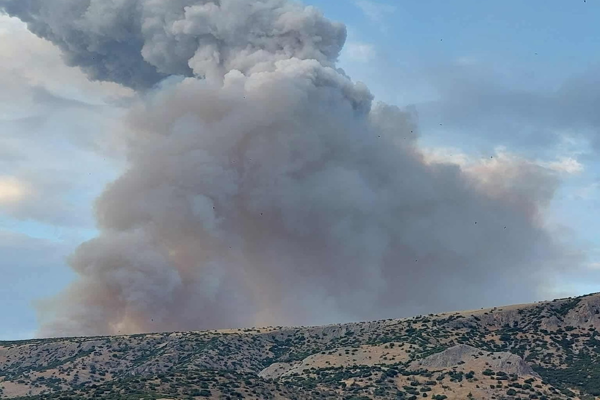 Κάπνος από την φωτιά στον Τύρναβο