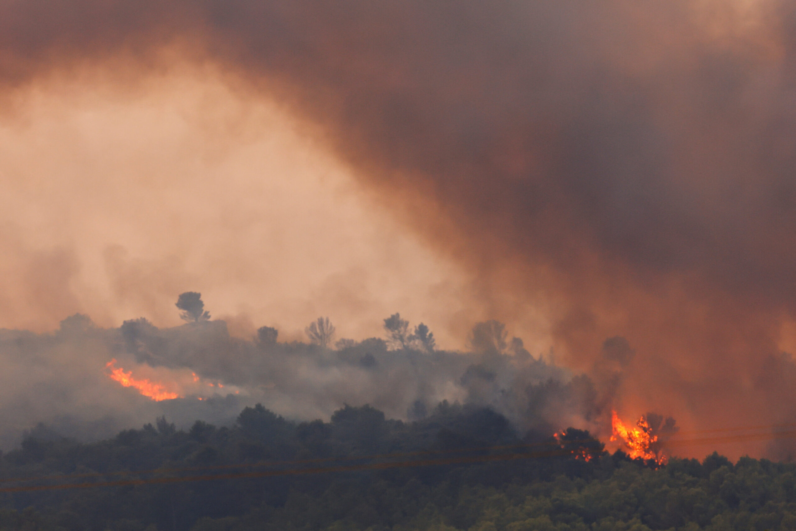 Tobacco rises during a fire in southern France