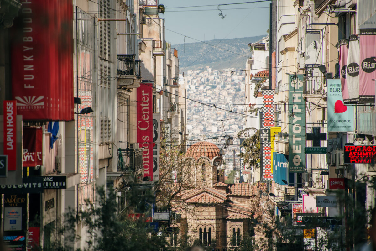 Ermou street in Athens, Greece