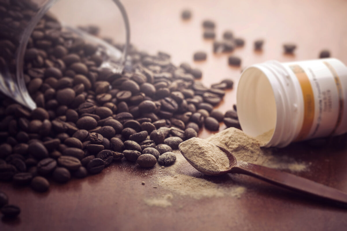 coffee beans with powder spoon