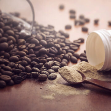 coffee beans with powder spoon