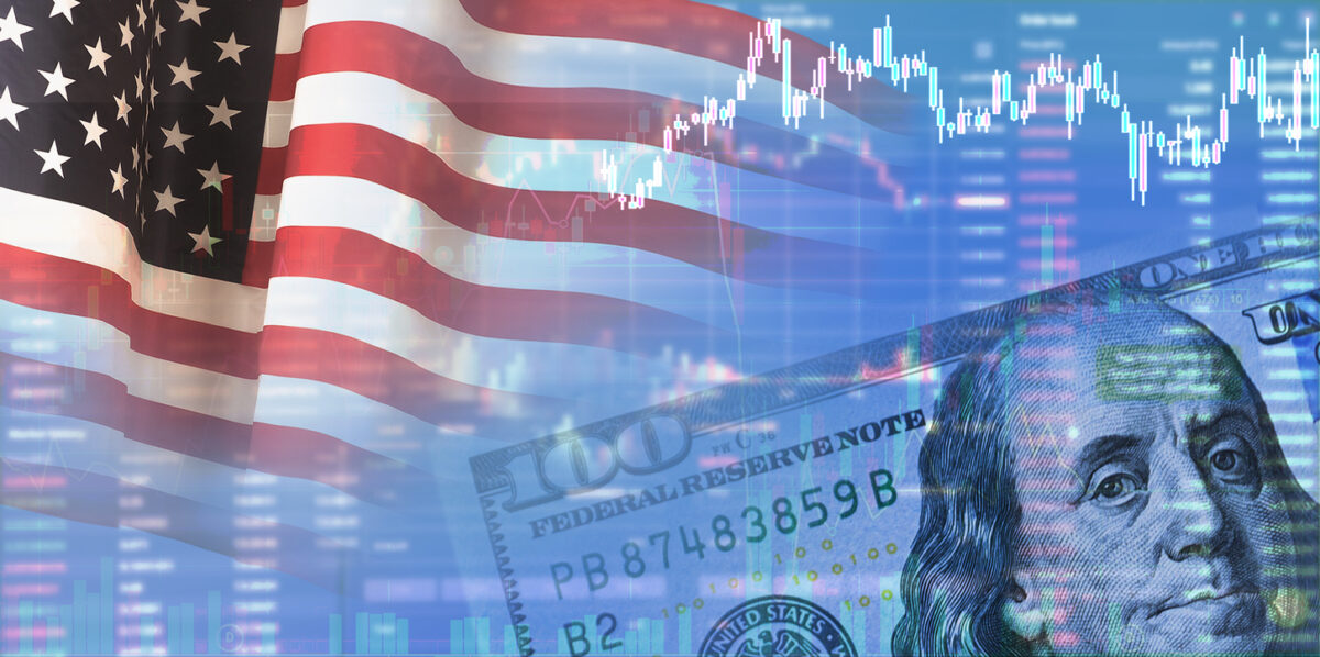 Closeup dollar on the background of a chart. U.S. economy. Decrease in profit. Recession. The economic crisis in America. 3d illustration