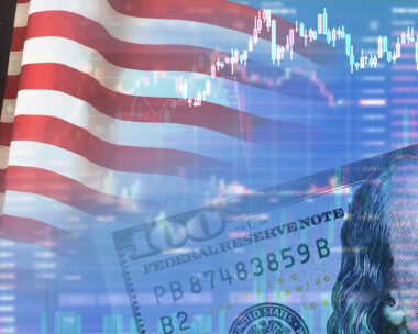 Closeup dollar on the background of a chart. U.S. economy. Decrease in profit. Recession. The economic crisis in America. 3d illustration