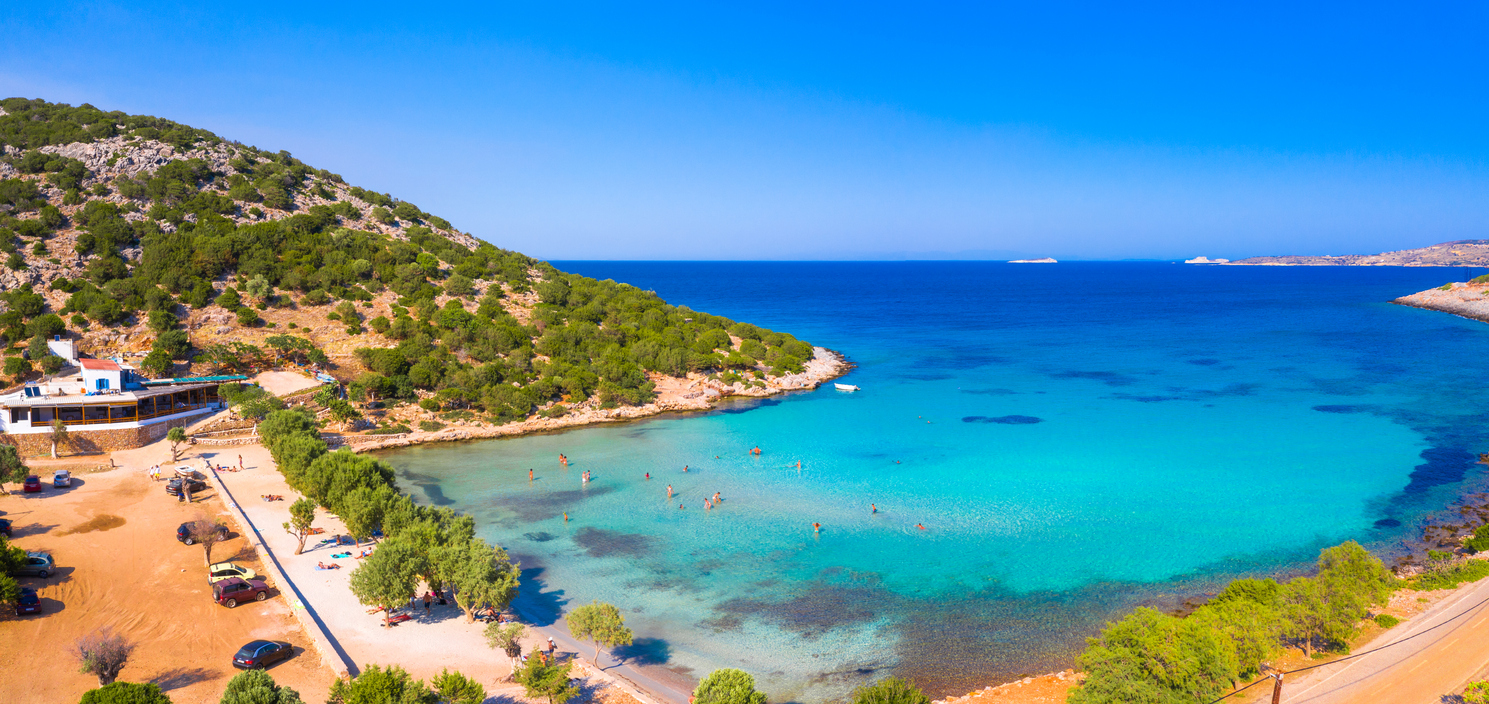 Platis Gialos beach in Lipsi island, Greece