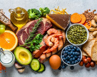 Group of healthy food for a well balanced diet