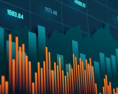 Bar graph, chart and data, abstract stock market and exchange concept. Business, financial figures, investment, research, tading and analyzing.