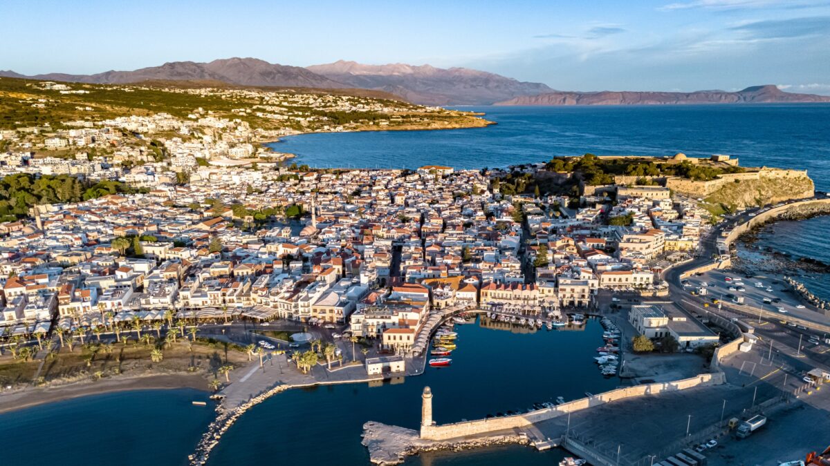 Aerial view of the city of Rethymno, Crete, Greece