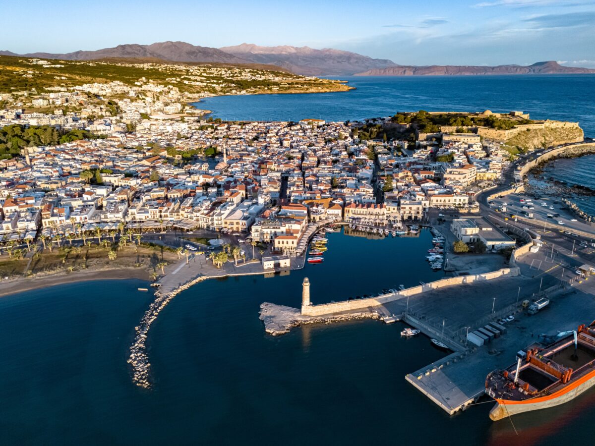 Aerial view of the city of Rethymno, Crete, Greece