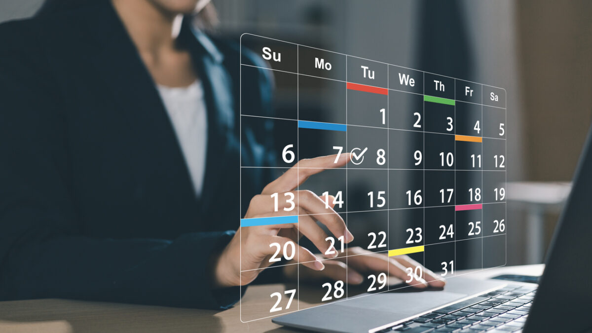 Planning and scheduling meeting calendars, activities, time management, notifications and reminders of important events with virtual screens.