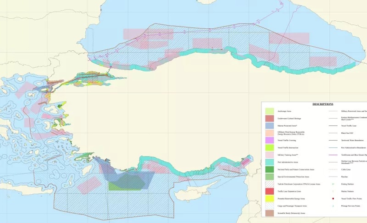 Ο χάρτης των θαλάσσιων πάρκων σύμφωνα με την Τουρκία