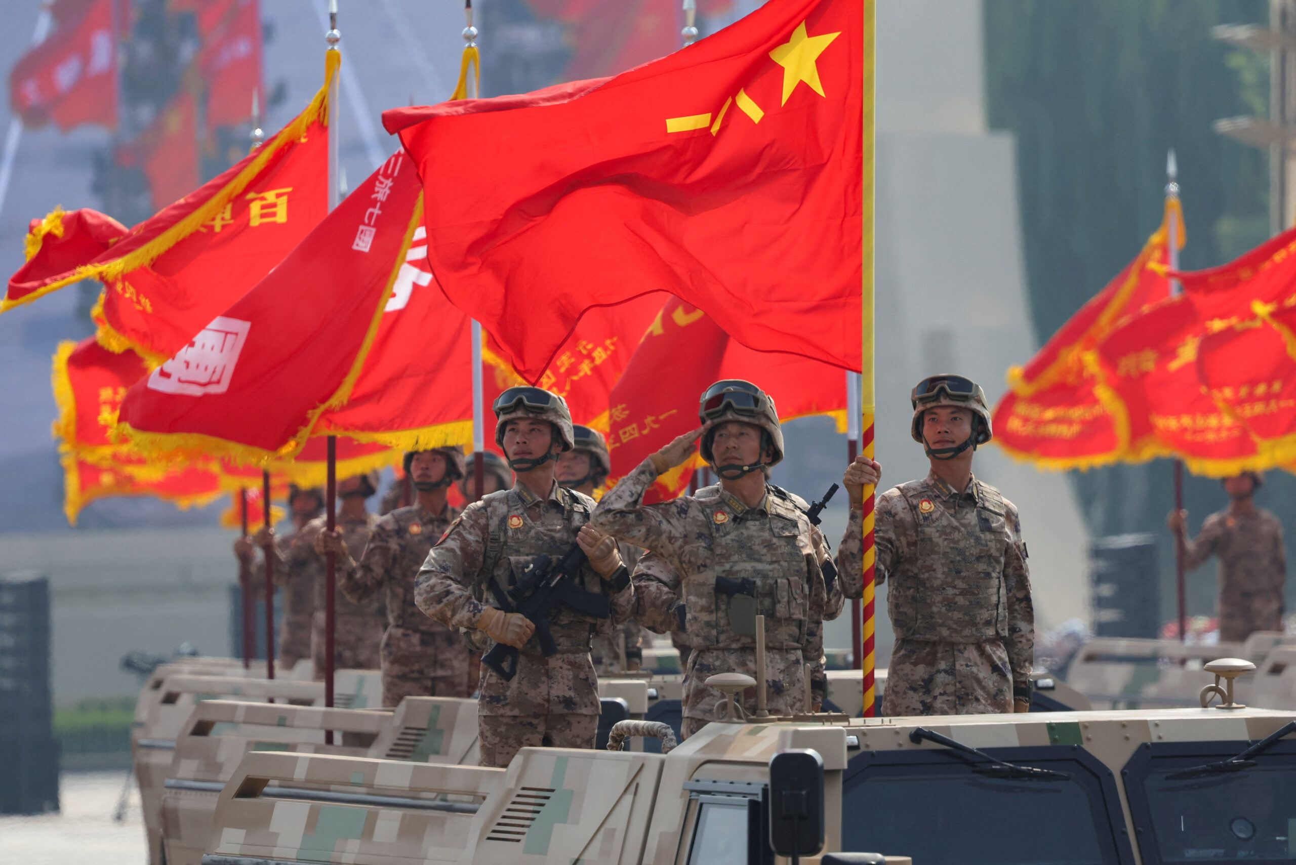 Chinese soldiers during the military parade in Beijing