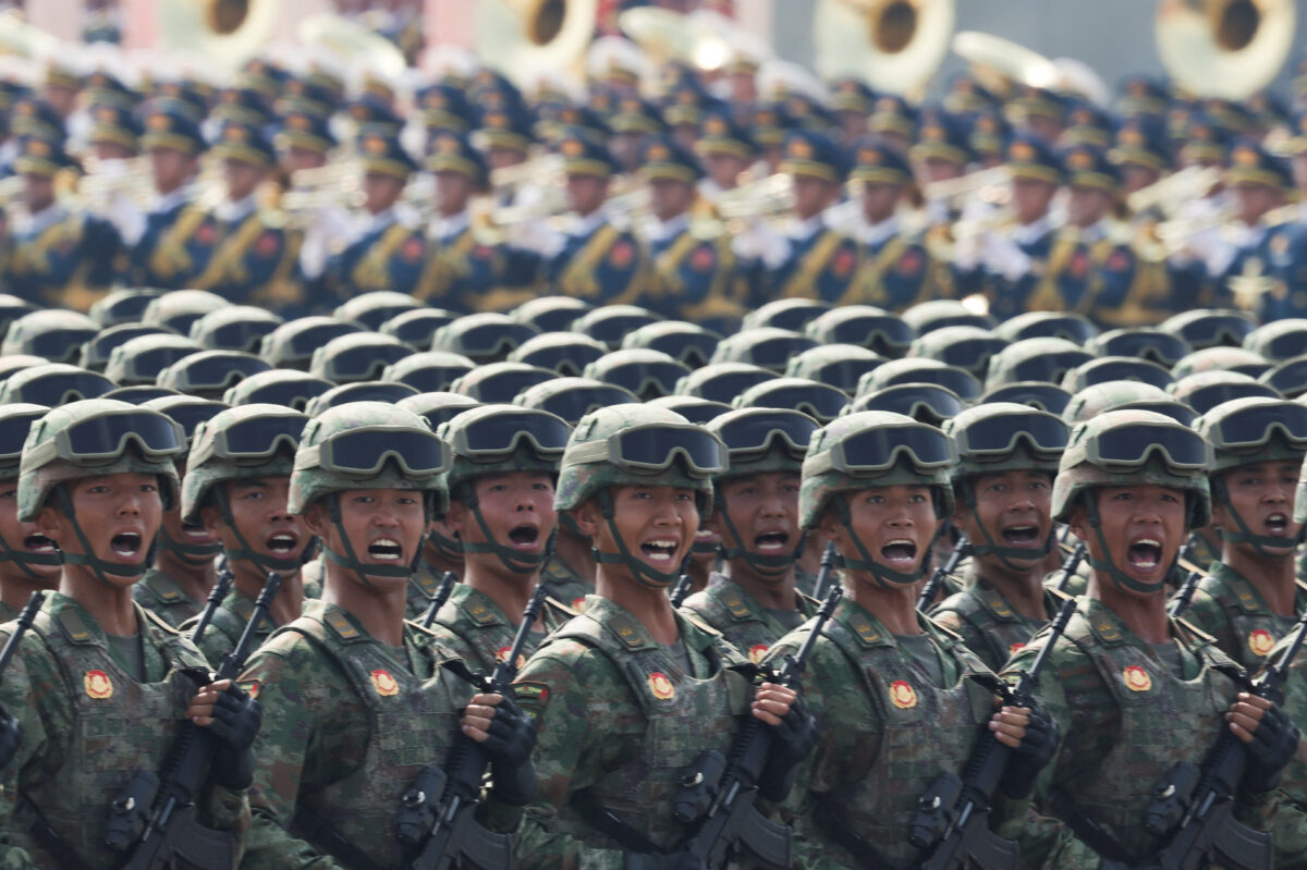 Chinese soldiers during the military parade in Beijing