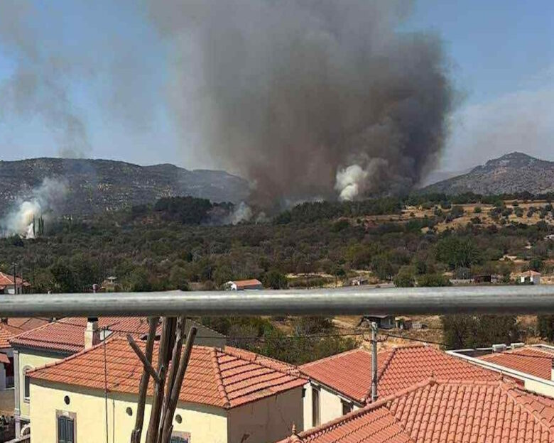 Φωτιά στην Λέσβο με δύο εστίες στη Βρίσα – Επιχειρούν εναέρια μέσα