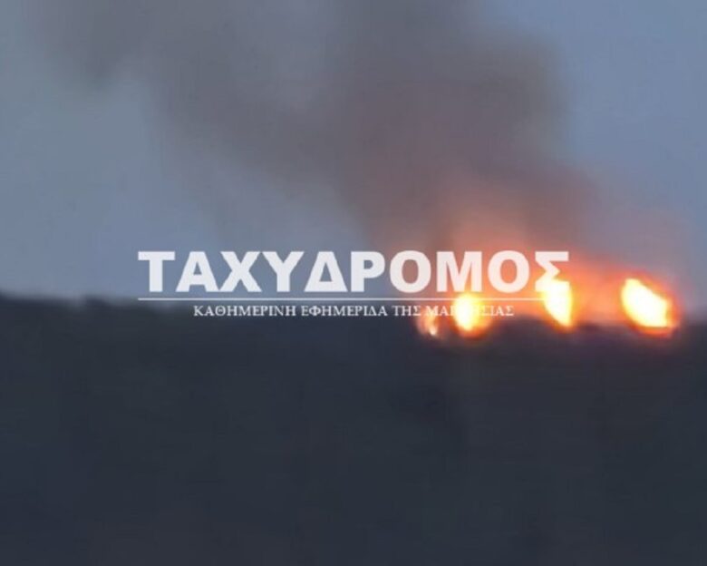 Φωτιά σε λόφο έξω από τον Βόλο – Ισχυρές δυνάμεις στο σημείο