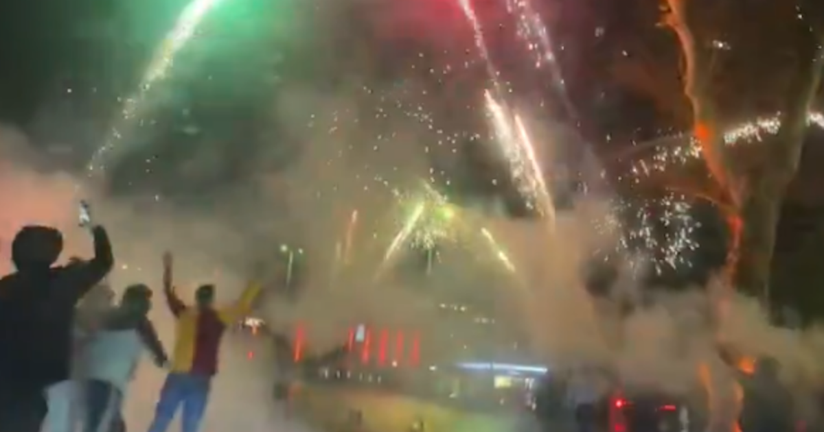 Galatasaray fans did the night with sparklers outside Liverpool hotel