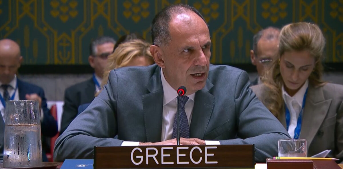 Ο υπουργός Εξωτερικών, Γιώργος Γεραπετρίτης στο Σ.Α. του ΟΗΕ