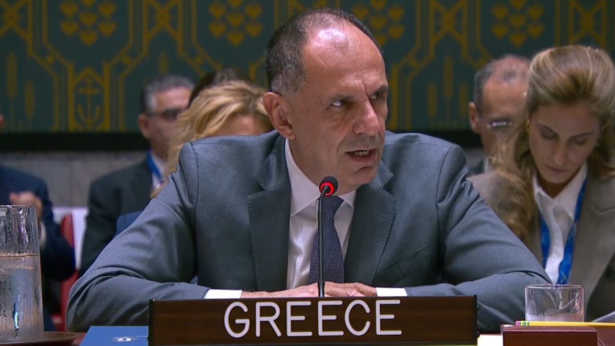 Ο υπουργός Εξωτερικών, Γιώργος Γεραπετρίτης στο Σ.Α. του ΟΗΕ
