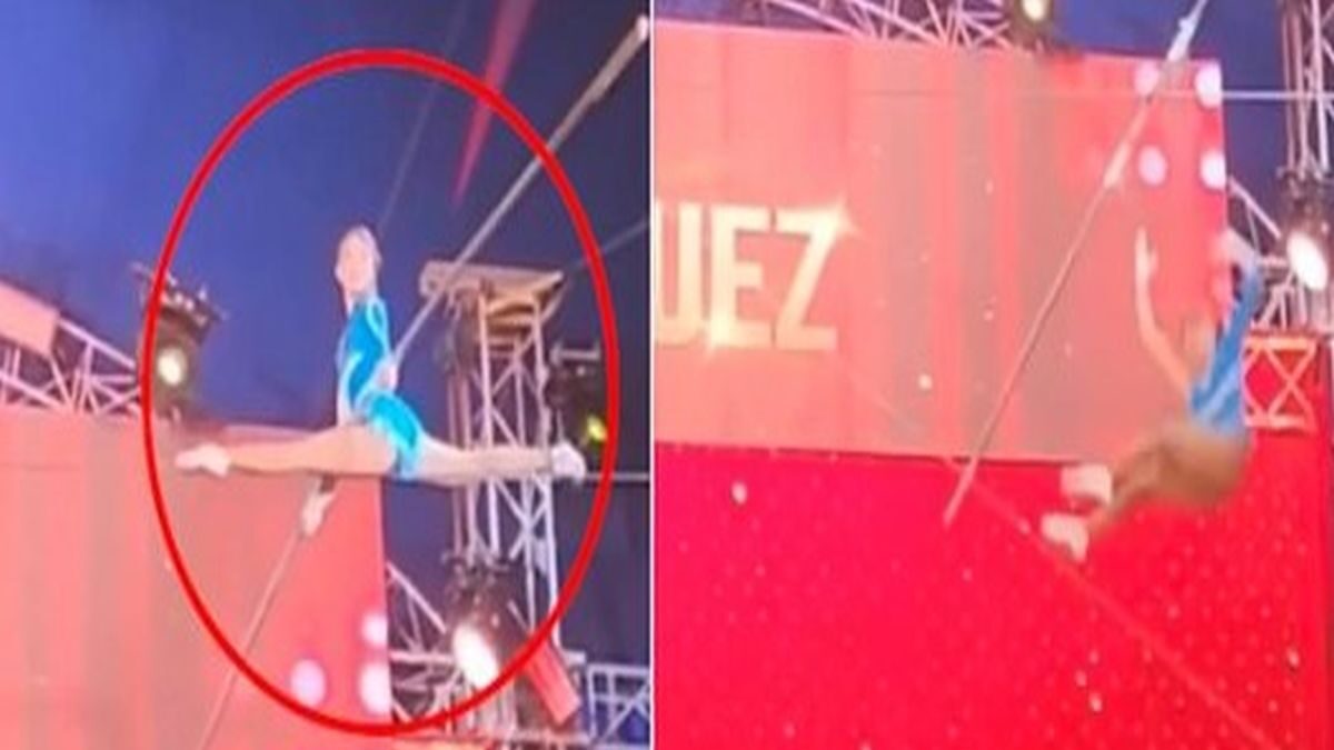 Η ακροβάτισσα κάνει σπαγγάτο και πέφτει