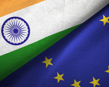 European Union and India flag together realtions textile cloth fabric texture