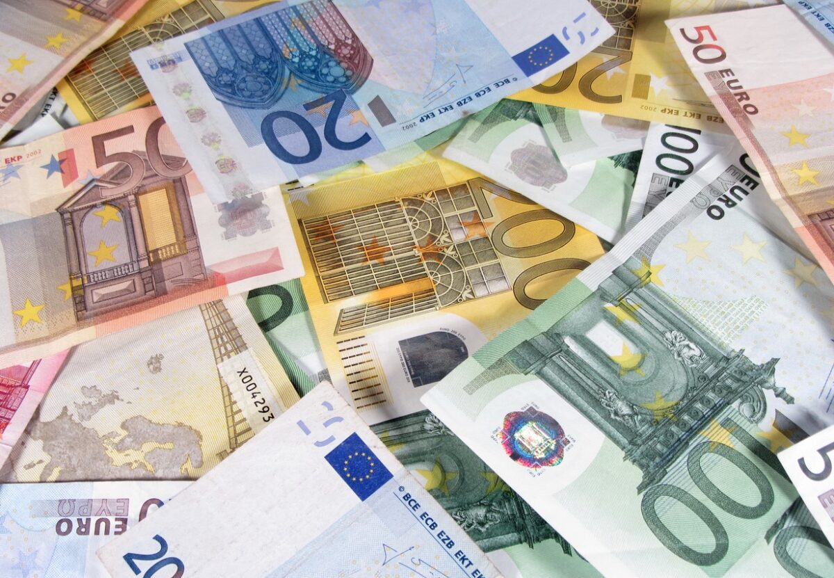 Pile of Assorted Euro Banknotes