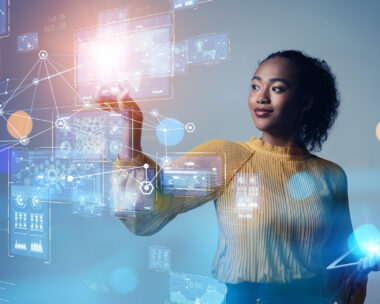 Digital transformation concept. System engineering. Binary code. Programming.