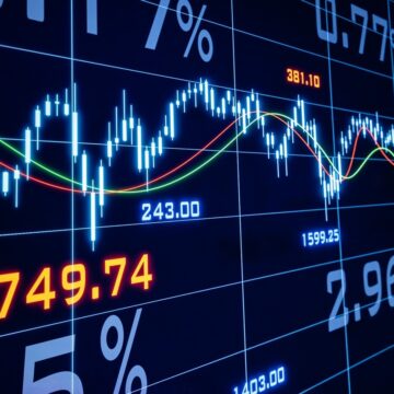 Stock market and exchange, chart and numbers.