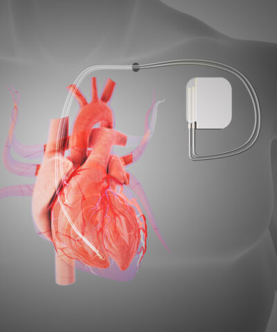 The pacemaker is connected to the heart via tiny wires (leads) that extend from the device and are gently attached to specific parts of the heart muscle. Theleadsare represented as thin, flexible lines, indicating their delicate nature.Around the heart and pacemaker, there are soft, glowing lines or shimmering lights to symbolize the flow of life-giving energy that the pacemaker provides to the heart. This representation can evoke a sense of hope and vitality, showcasing how the pacemaker helps regulate and stabilize the heart's rhythm, improving the person's overall quality of life.